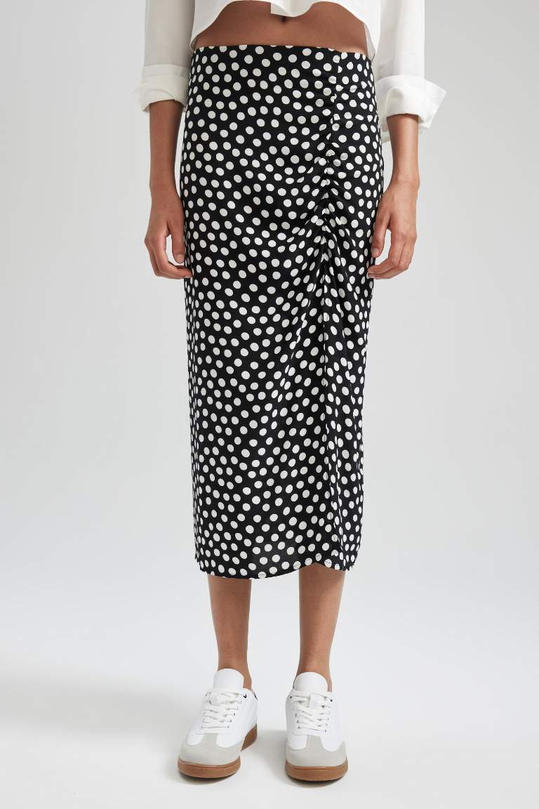A Cut Printed Midi Skirt