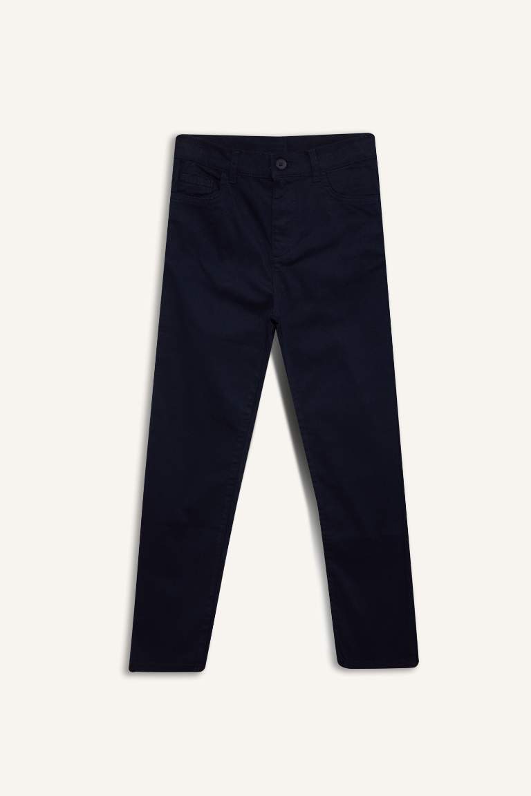 Boy Navy Blue Straight Leg Gabardine Trousers