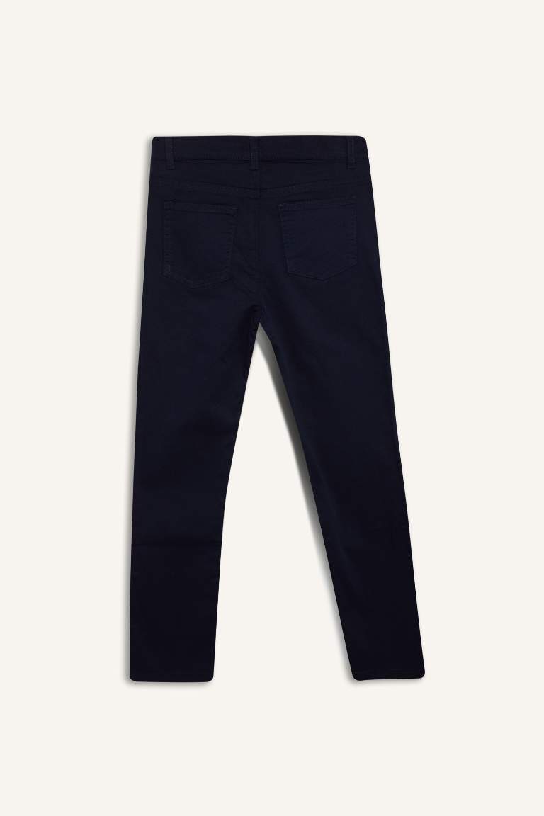 Boy Navy Blue Straight Leg Gabardine Trousers