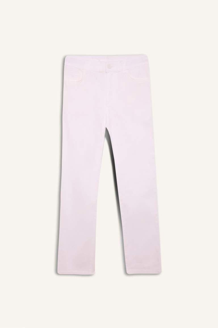 Boy Regular Fit Straight Leg White Gabardine Trousers