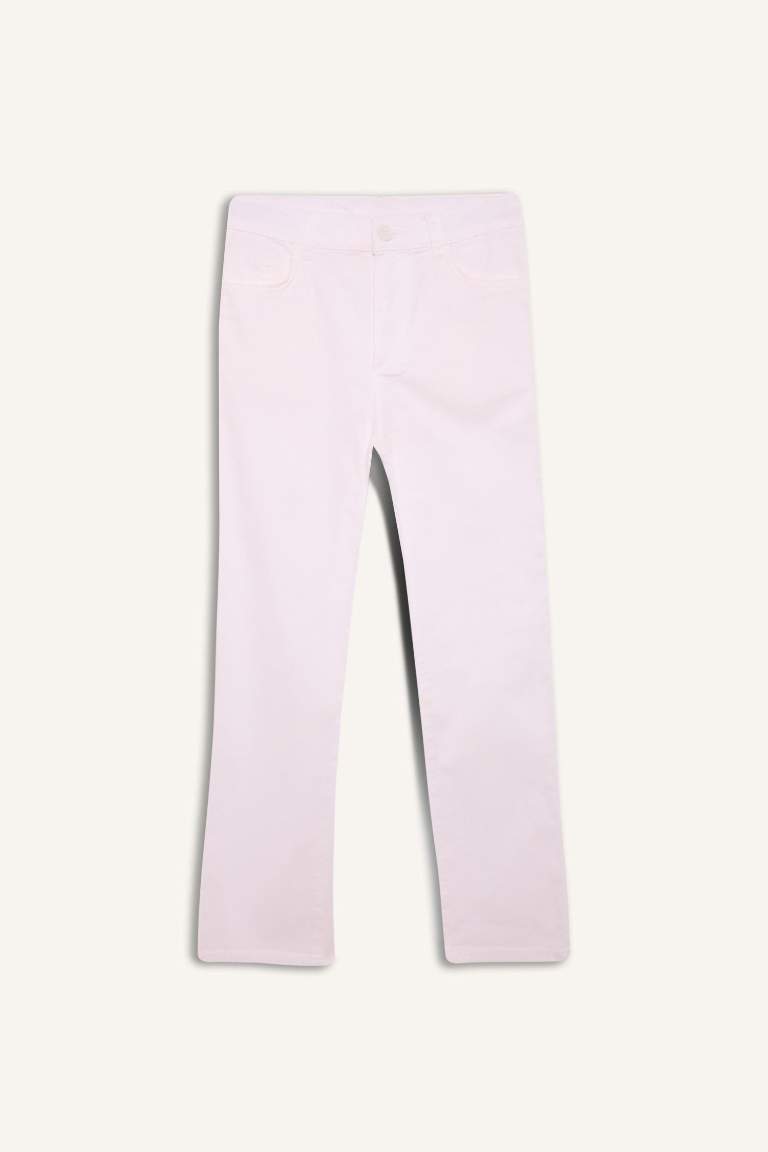 Boy Regular Fit Straight Leg White Gabardine Trousers