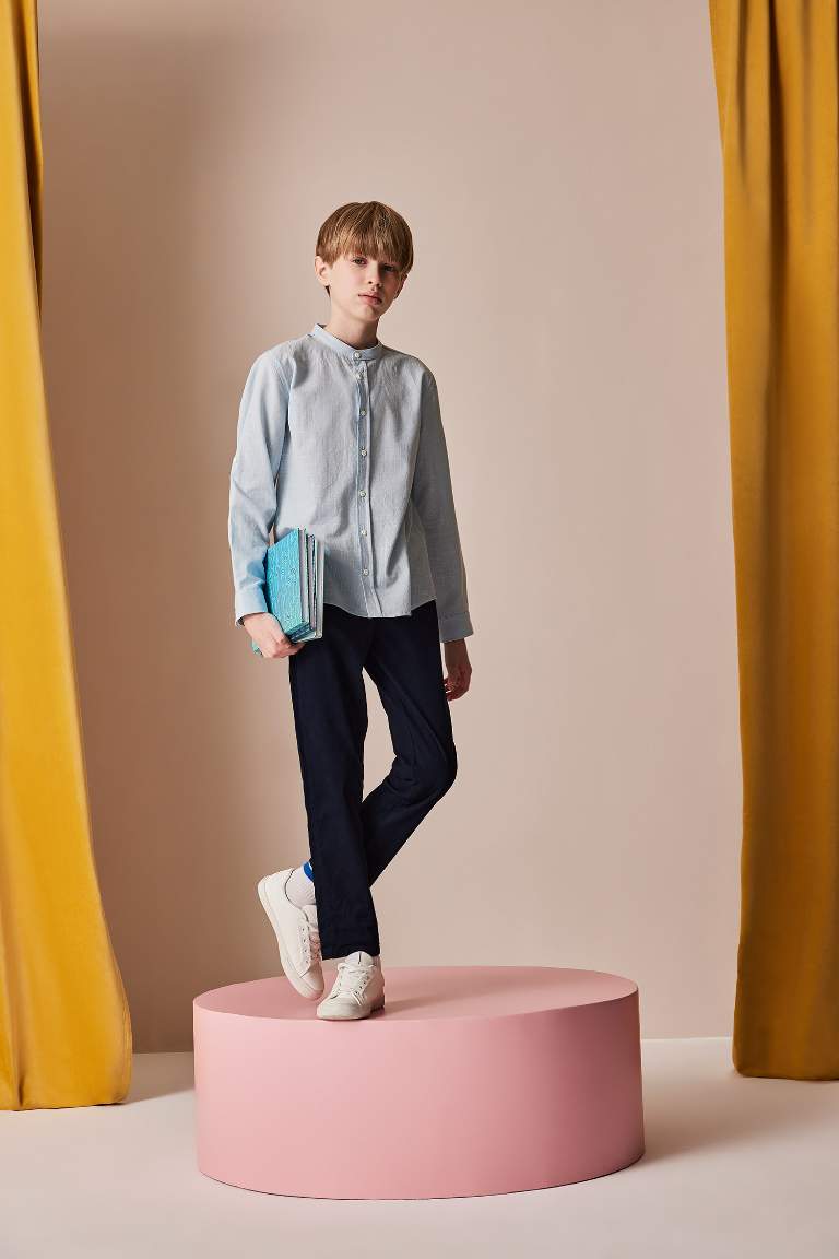 Boy Regular Fit Straight Leg Gabardine Trousers