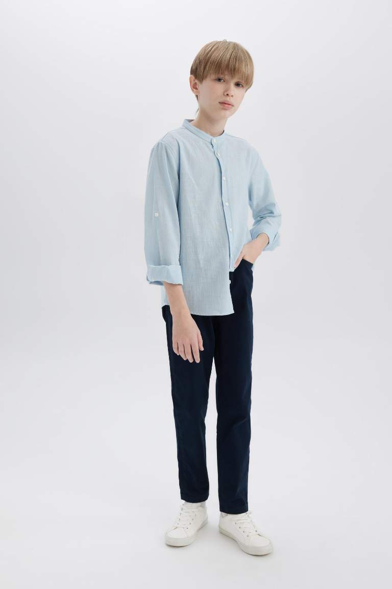 Boy Regular Fit Straight Leg Gabardine Trousers