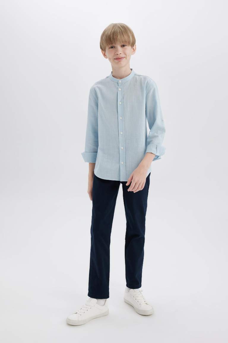 Boy Regular Fit Straight Leg Gabardine Trousers