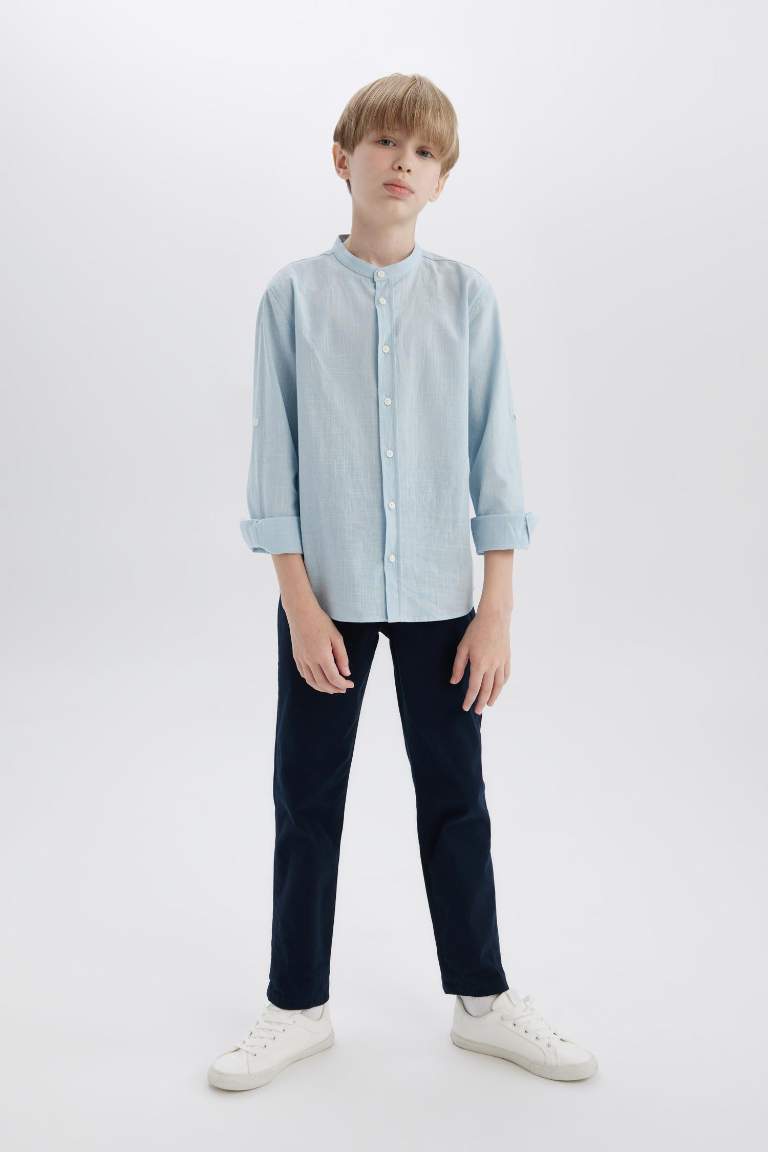 Boy Regular Fit Straight Leg Gabardine Trousers