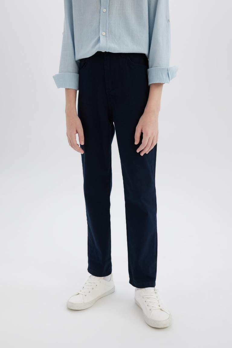 Boy Regular Fit Straight Leg Gabardine Trousers