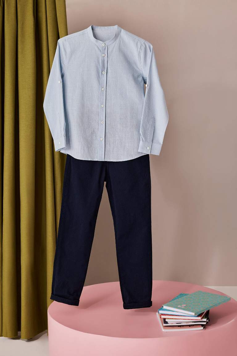 Boy Regular Fit Straight Leg Gabardine Trousers