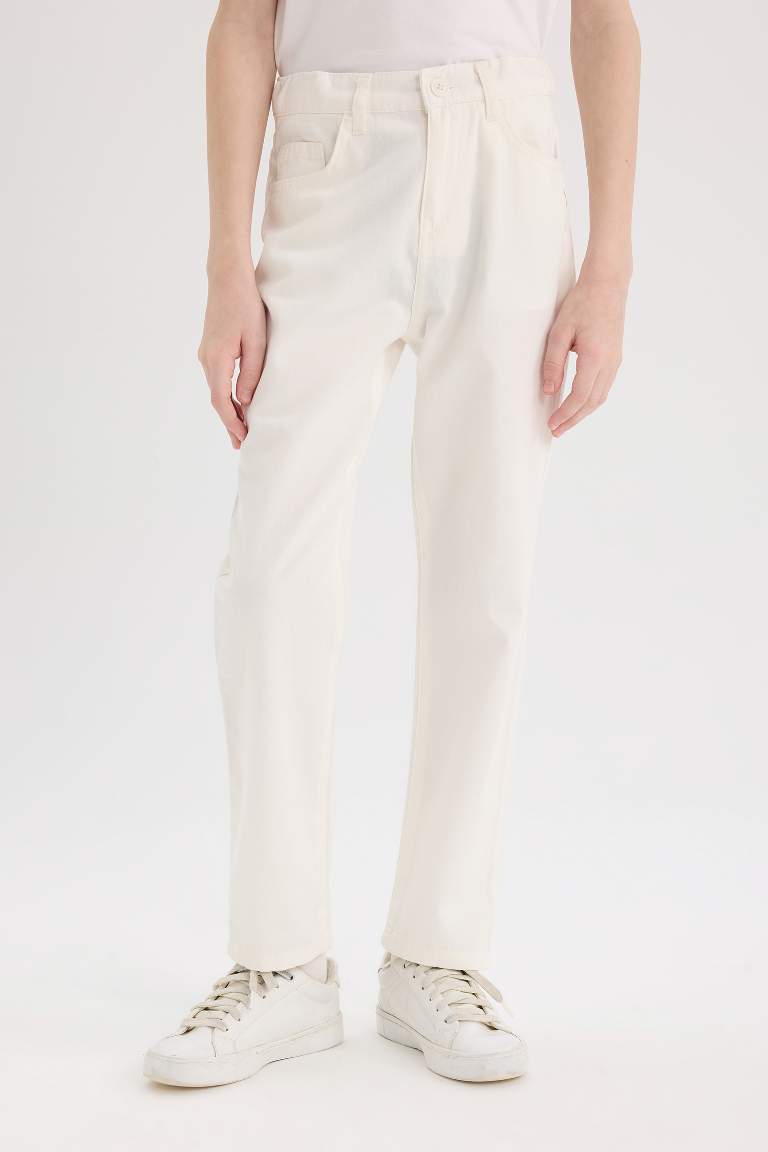 Boy Regular Fit Straight Leg Gabardine Trousers