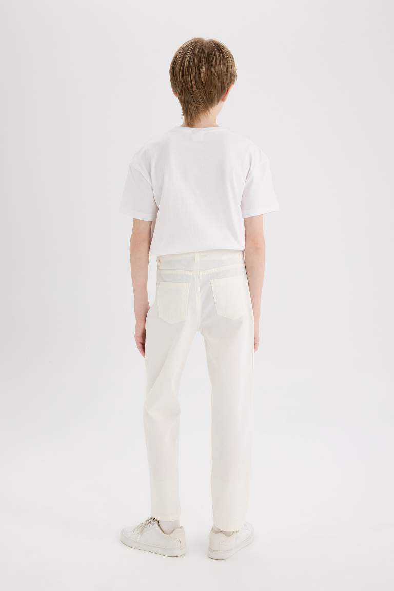 Boy Regular Fit Straight Leg Gabardine Trousers