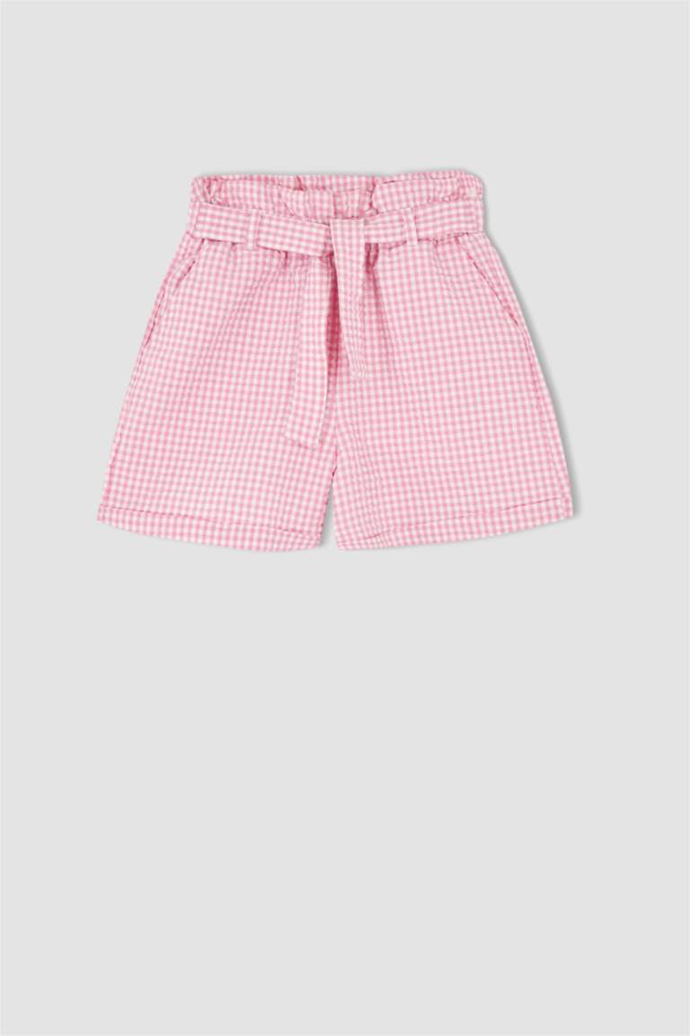 Girl Regular Fit Gingham Strap Blouse Shorts Set