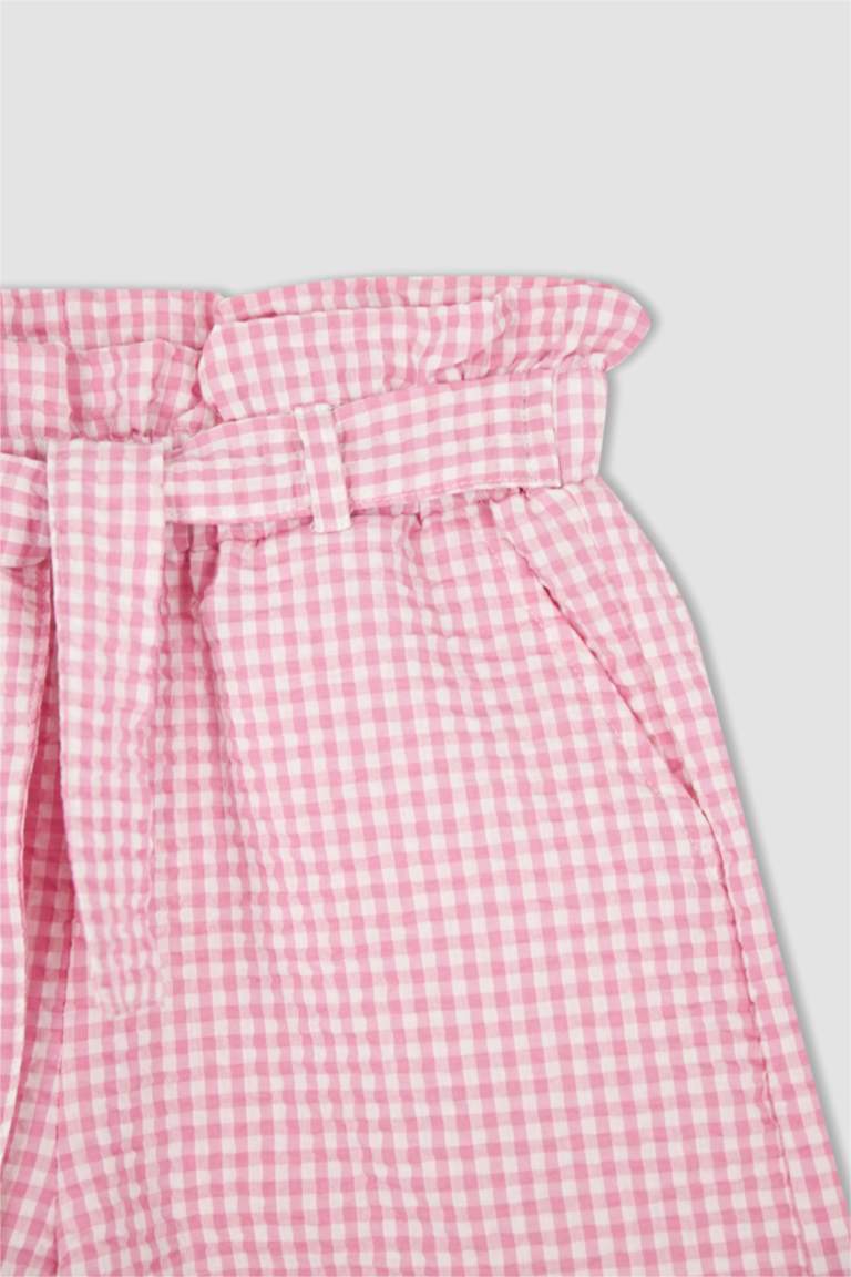 Girl Regular Fit Gingham Strap Blouse Shorts Set