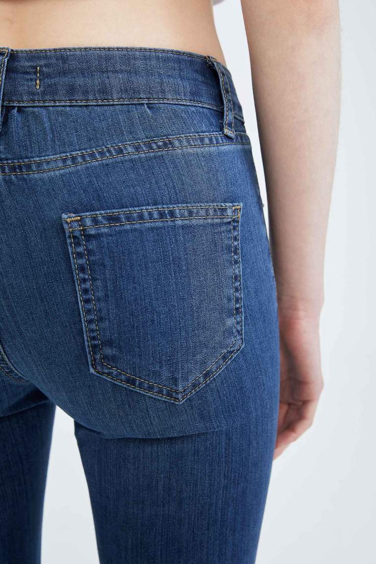 İspanyol Paça Düşük Bel Jean Pantolon