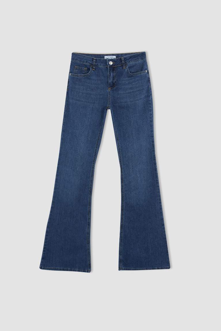 İspanyol Paça Düşük Bel Jean Pantolon