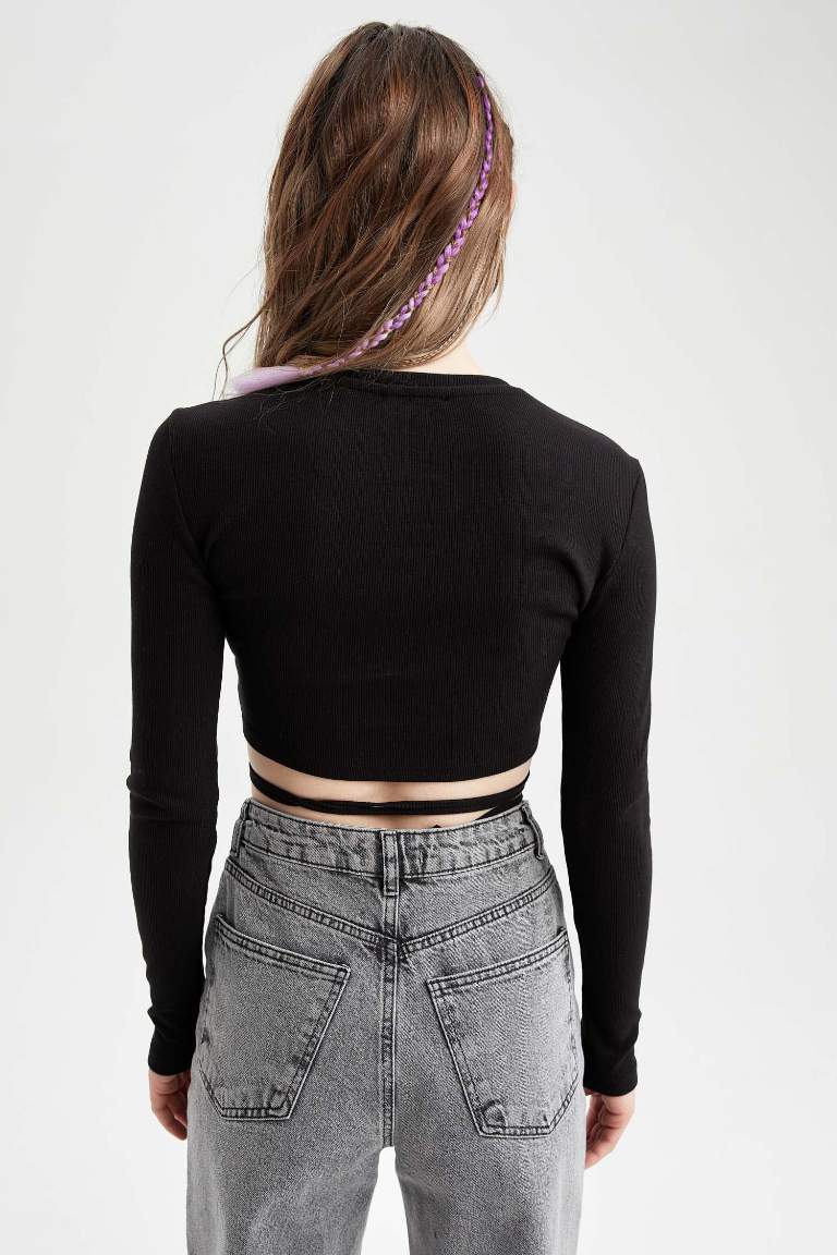 Fitted Long Sleeve Camisole Crop Top