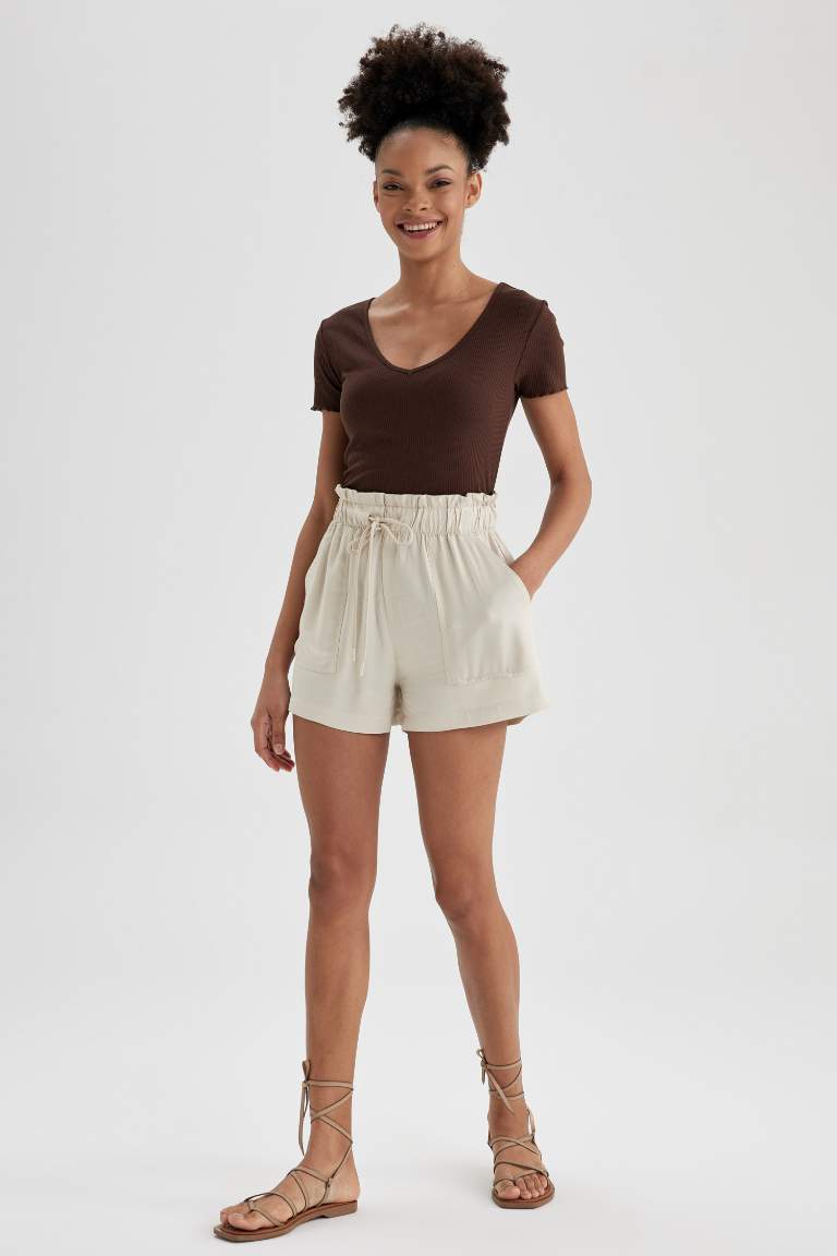 Regular Fit Viscose Shorts