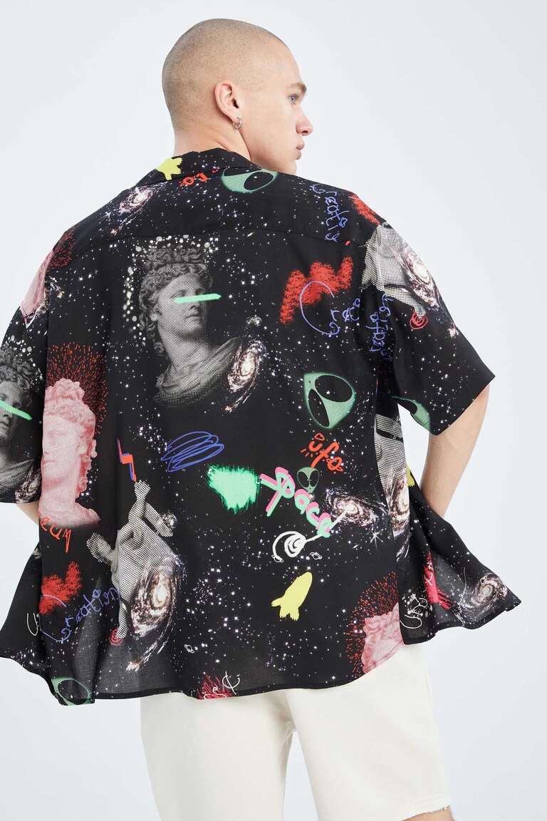 Robe Chemise 100% Soie Topshop Taille XS - Imprimé Floral Hawaiien Oversize, Neuve Sans étiquette