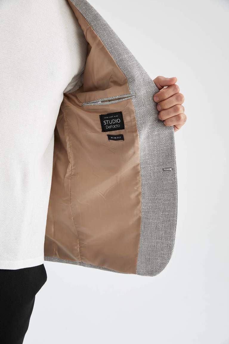 Slim Fit Yarım Astar Blazer Ceket