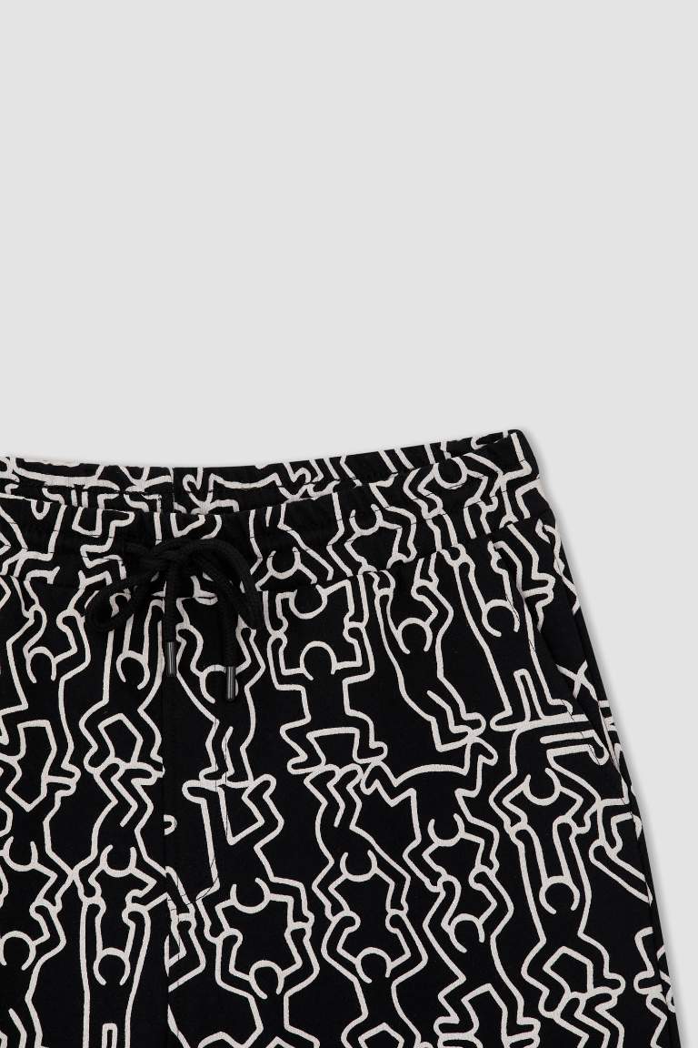 Black MAN Coool Slim Fit Keith Haring Cotton Combed Shorts 2486329 ...