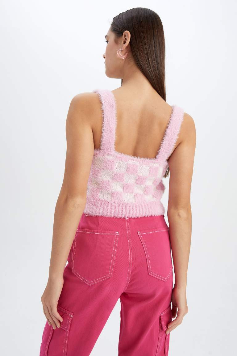 Coool Slim Fit Kare Yaka Dama Desenli Pelüş Atlet