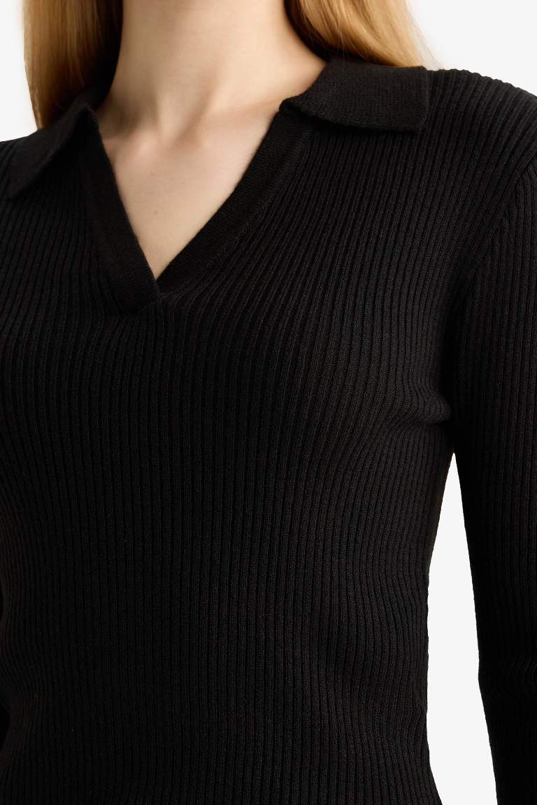 Coool Slim Fit Dar Kesim Polo Yaka Triko Kazak