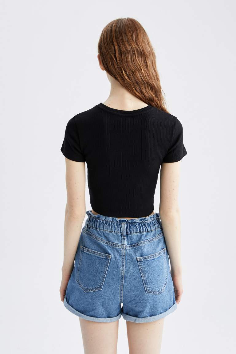 Coool Marvel Slim Fit Bisiklet Yaka Kısa Kollu Crop Tişört