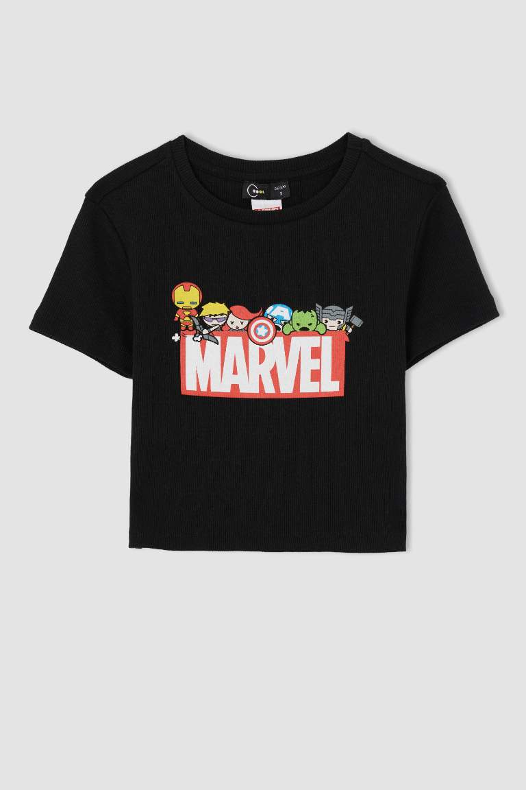 Coool Marvel Slim Fit Bisiklet Yaka Kısa Kollu Crop Tişört