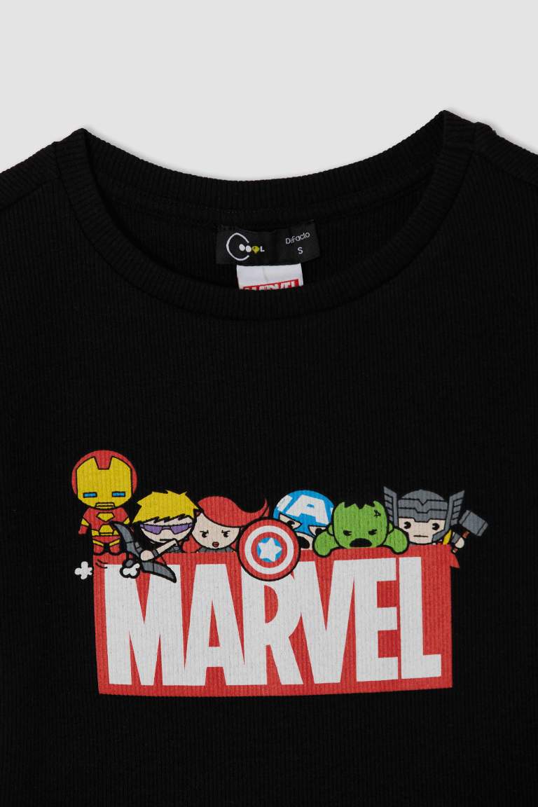 Coool Marvel Slim Fit Bisiklet Yaka Kısa Kollu Crop Tişört
