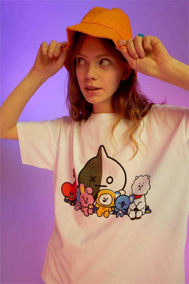 Coool BT21 Oversize Fit Bisiklet Yaka Kısa Kollu %100 Pamuk Tişört