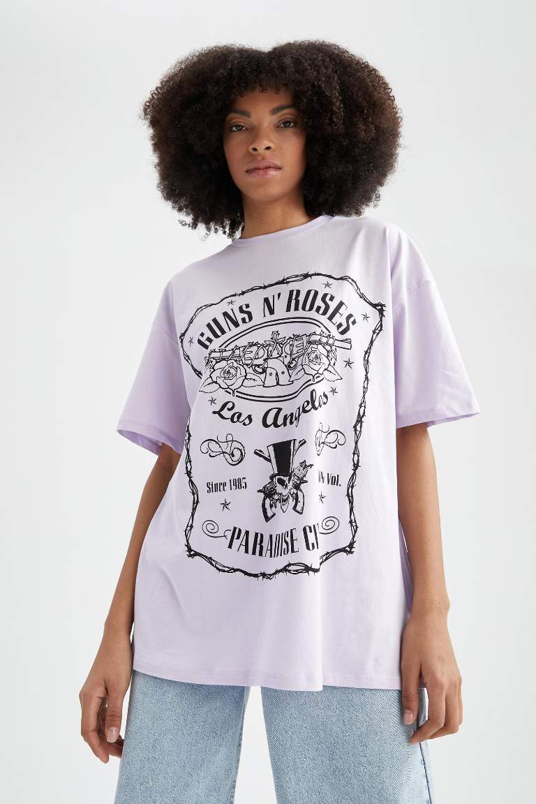 Guns N' Roses Лицензиялық дөңгелек жаға үлкен Қысқа жеңді футболка