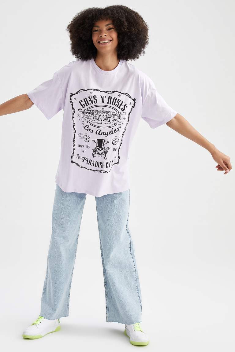 Guns N' Roses Лицензиялық дөңгелек жаға үлкен Қысқа жеңді футболка