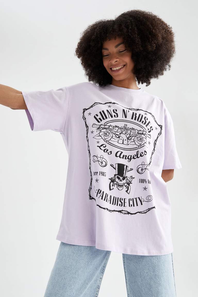 Guns N' Roses Лицензиялық дөңгелек жаға үлкен Қысқа жеңді футболка