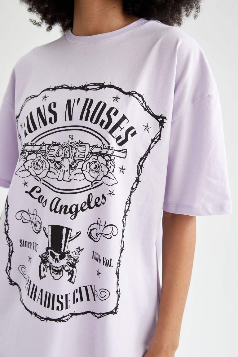 Guns N' Roses Лицензиялық дөңгелек жаға үлкен Қысқа жеңді футболка