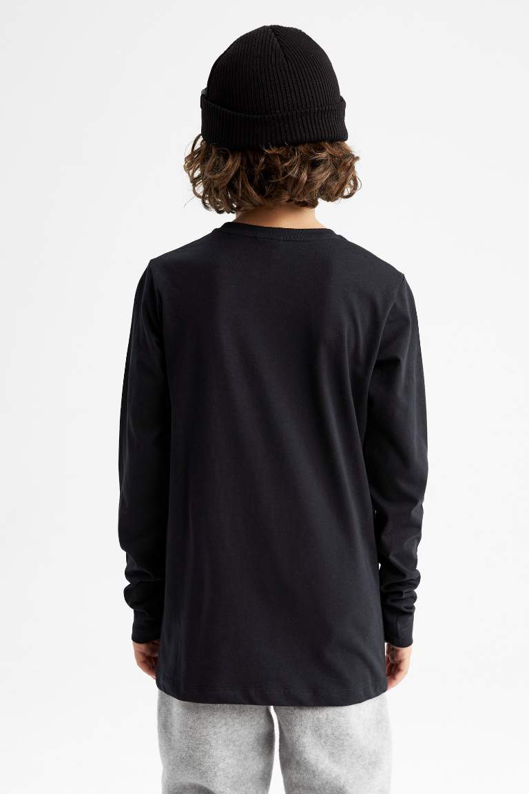 Boys Combed Cotton Regular Fit Crew Neck 2 Piece Long Sleeved T-Shirt