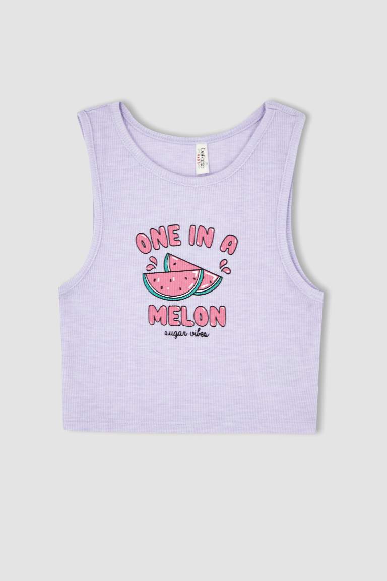 Girl Sleeveless Slogan Print Crop Vest