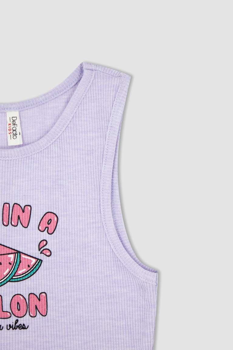 Girl Sleeveless Slogan Print Crop Vest