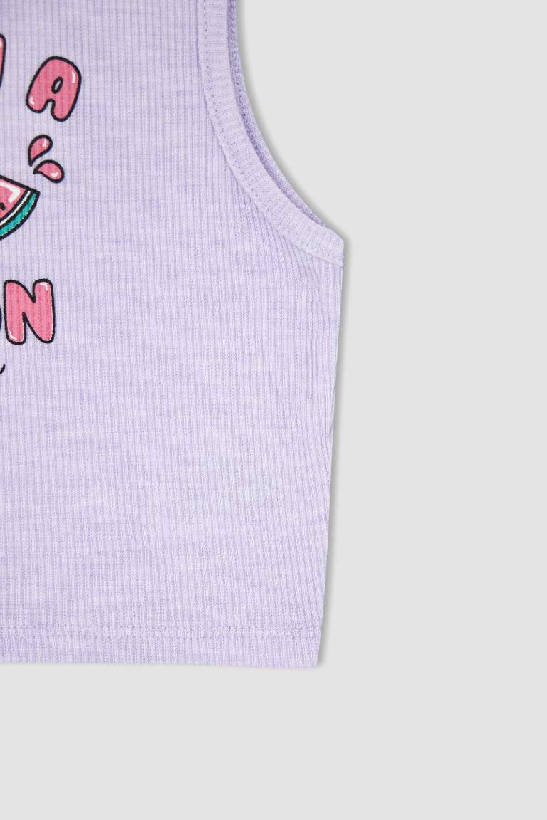 Girl Sleeveless Slogan Print Crop Vest