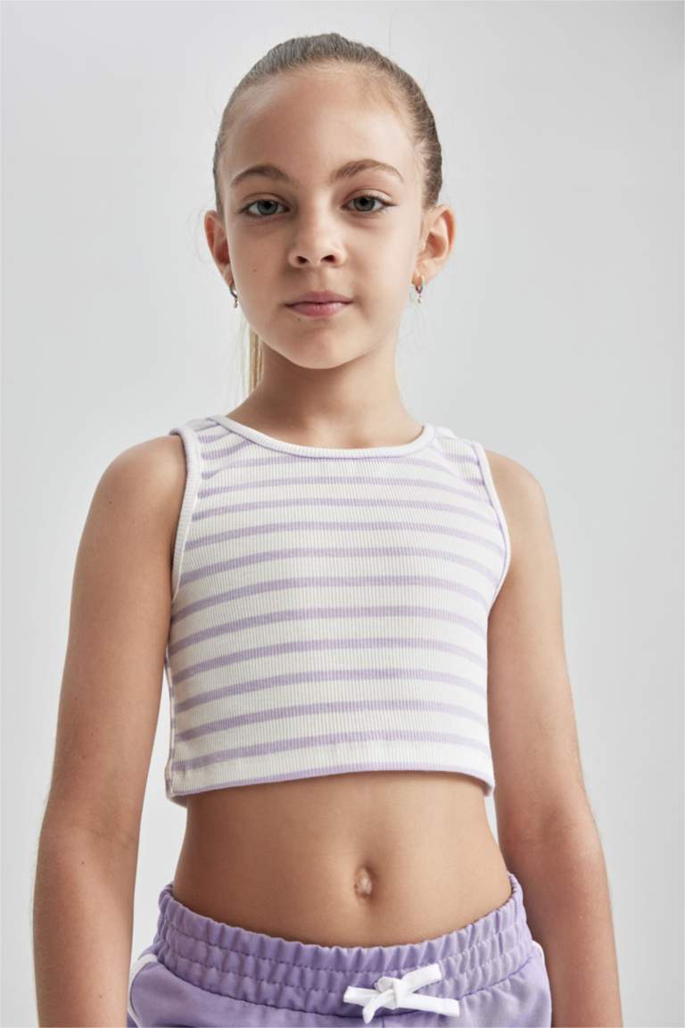 Girl Sleeveless Striped Camisole Crop Vest