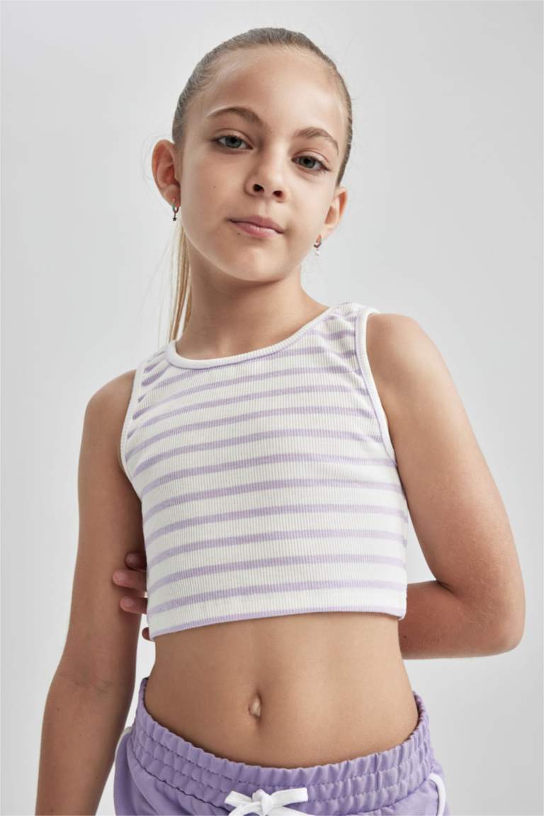 Girl Sleeveless Striped Camisole Crop Vest
