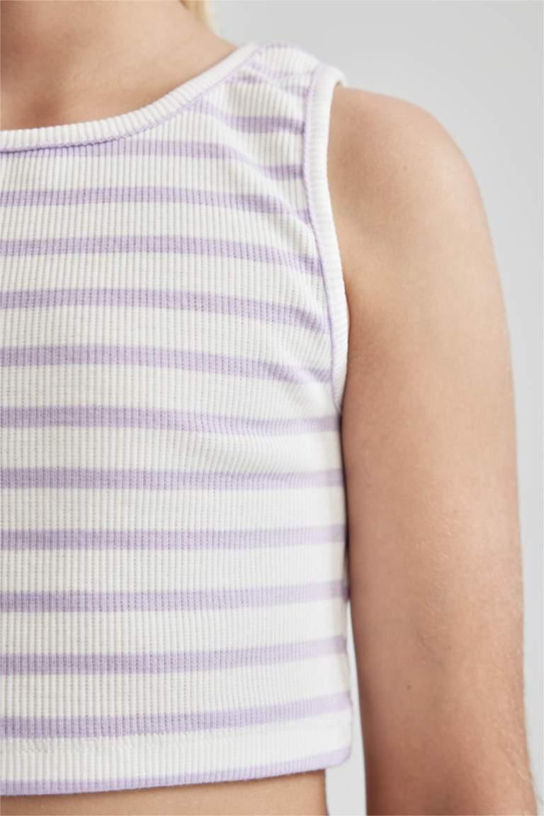 Girl Sleeveless Striped Camisole Crop Vest