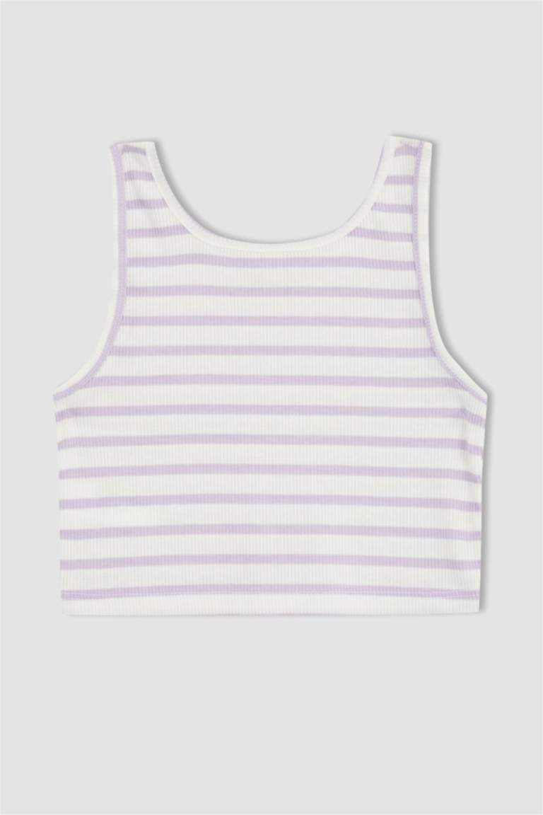 Girl Sleeveless Striped Camisole Crop Vest