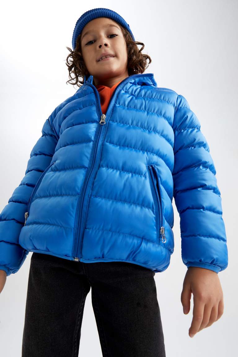 Boy Hooded Fleece Lined Puffer Jacket