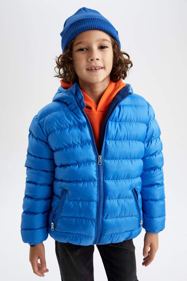 Boy Hooded Fleece Lined Puffer Jacket