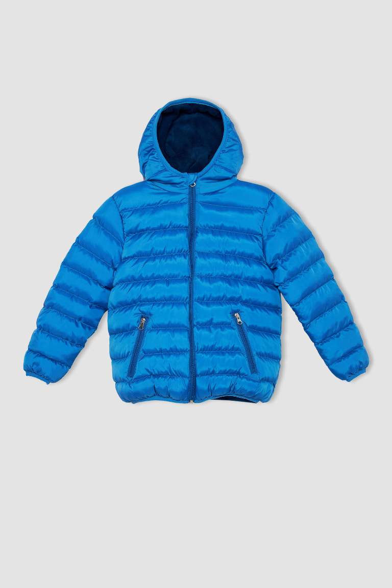 Boy Hooded Fleece Lined Puffer Jacket