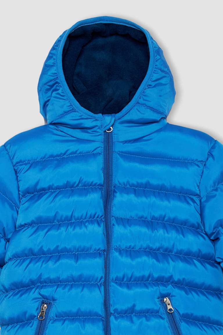 Boy Hooded Fleece Lined Puffer Jacket