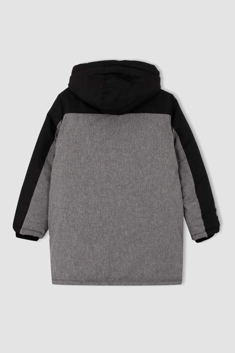 Erkek Çocuk Kapüşonlu Pelüş Astar Parka