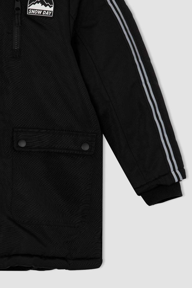 Erkek Çocuk Kapüşonlu Pelüş Astar Parka