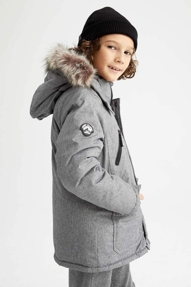 Erkek Çocuk Kapüşonlu Polar Astarlı Parka