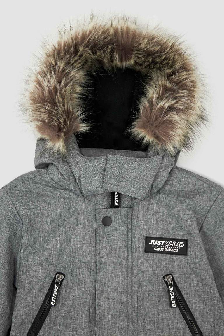 Erkek Çocuk Kapüşonlu Polar Astarlı Parka