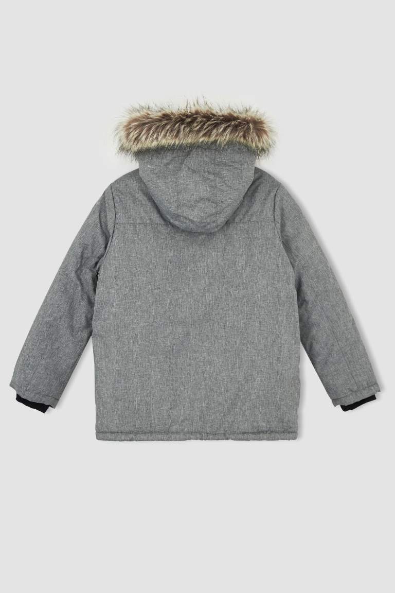 Erkek Çocuk Kapüşonlu Polar Astarlı Parka