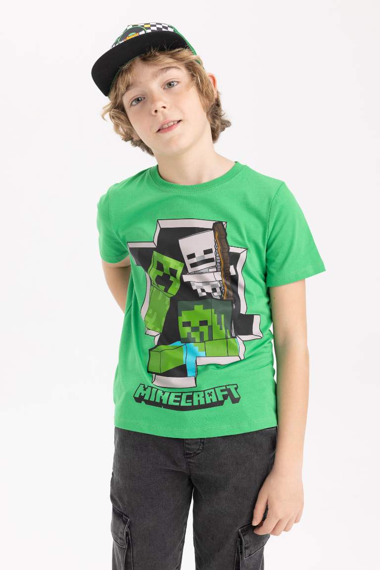 Erkek Çocuk Minecraft Regular Fit Bisiklet Yaka Kısa Kollu Tişört